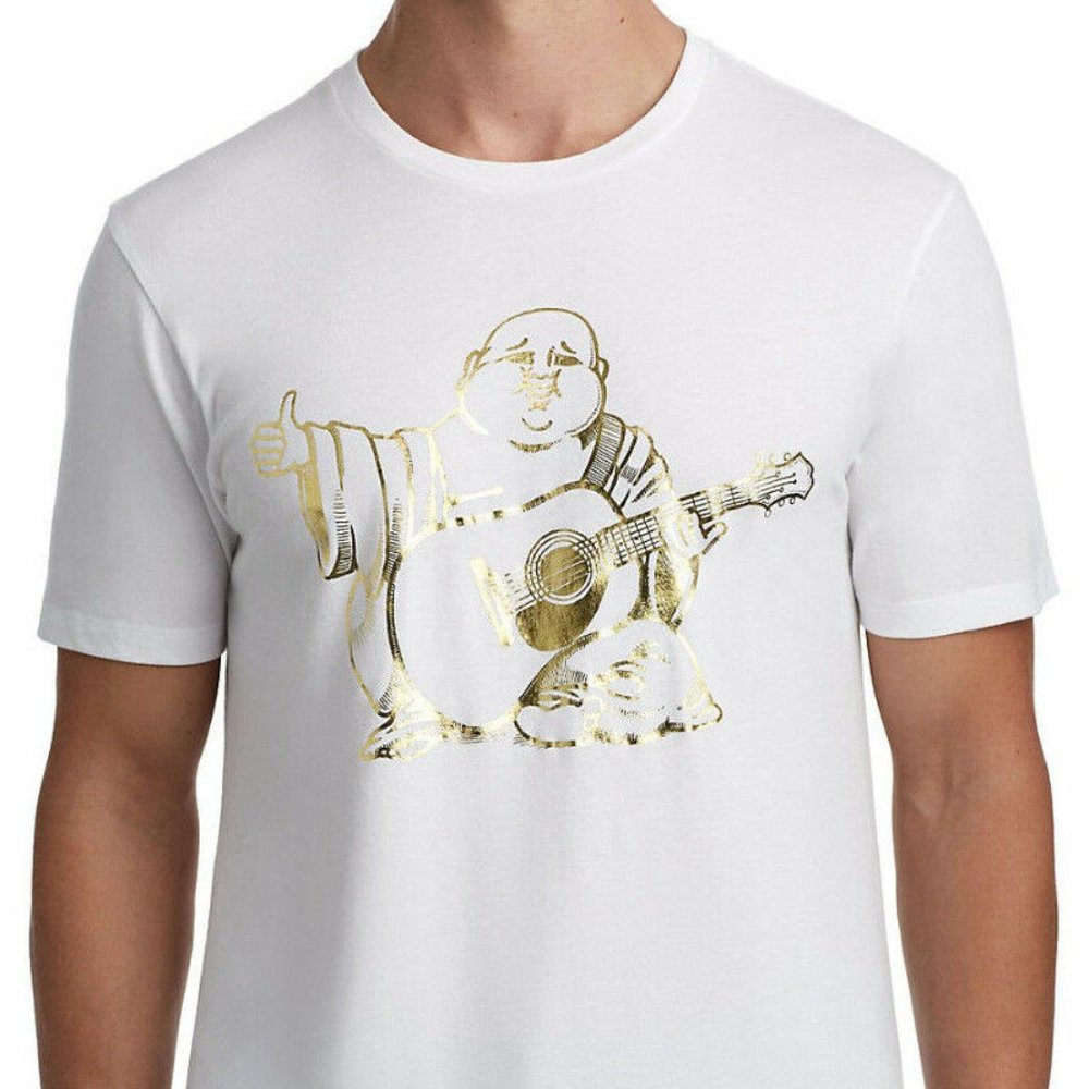 True Religion Men's Metallic Foil Buddha Logo Tee